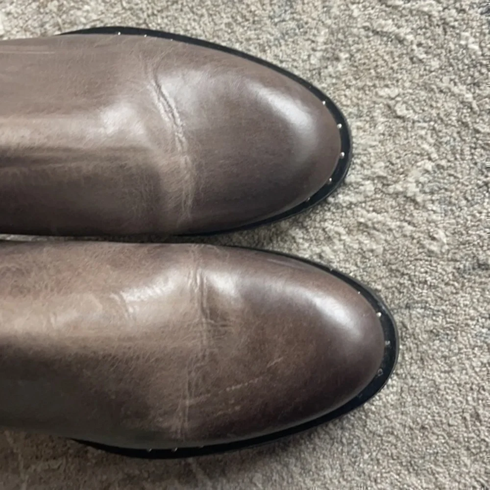 Brown leather booties